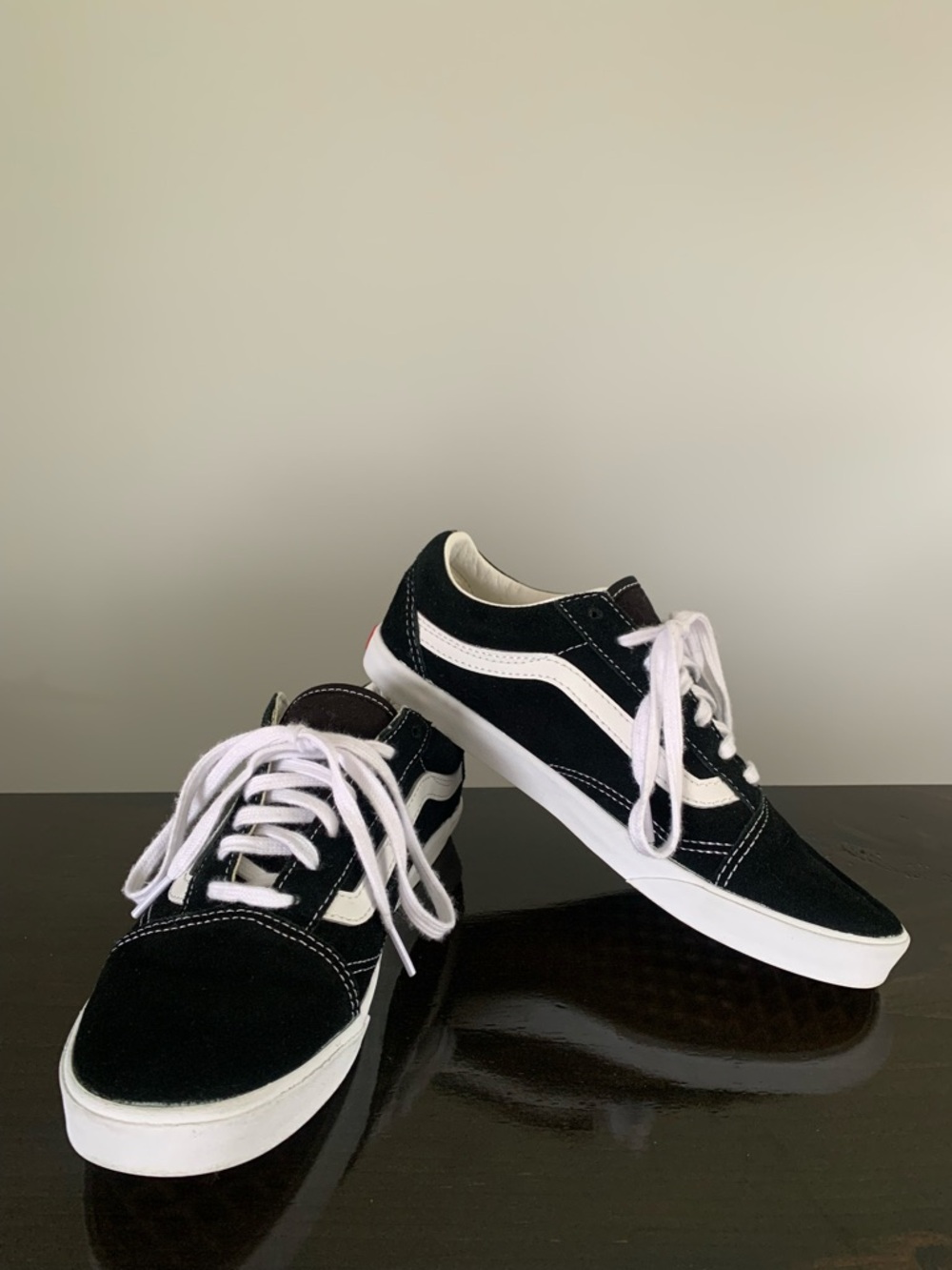 Vans Black and White sueded Low-Top Skate shoes